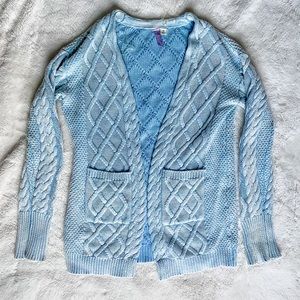 Powder Blue Cable Knit Cardi